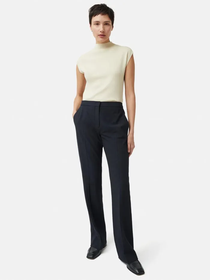 Jigsaw Crosshatch Mason Trouser Navy Women Suits and Tailoring