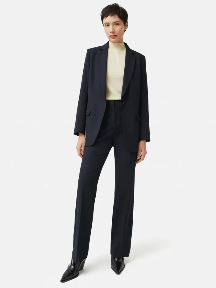 Jigsaw Crosshatch Mason Trouser Navy Women Suits and Tailoring
