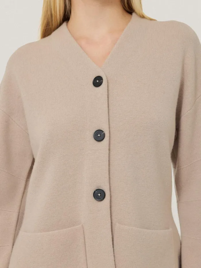 Jigsaw Darted Longline Knit Jacket Cream Women Knitwear and Cashmere