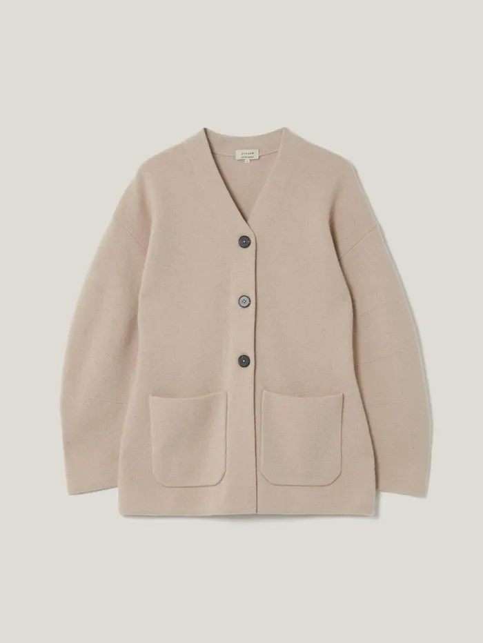 Jigsaw Darted Longline Knit Jacket Cream Women Knitwear and Cashmere