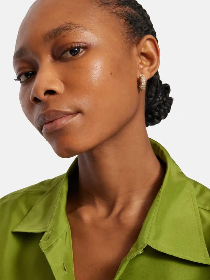 Jigsaw Diamante Hoop Earrings Gold Women Party