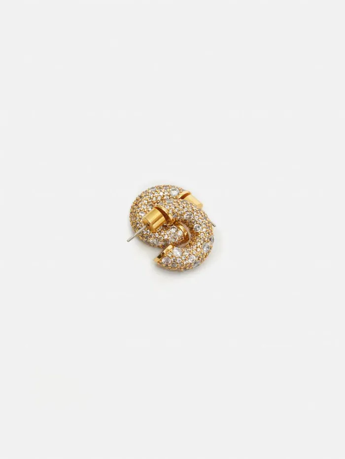 Jigsaw Diamante Hoop Earrings Gold Women Party