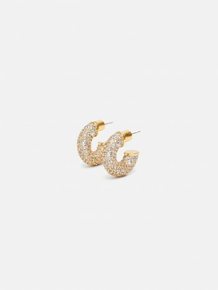 Jigsaw Diamante Hoop Earrings Gold Women Party