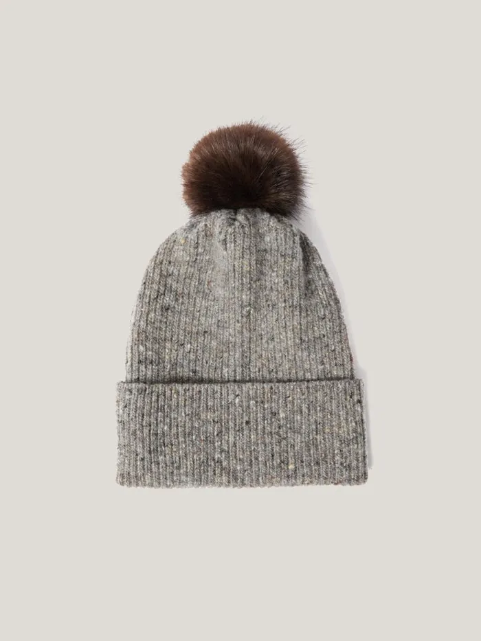 Jigsaw Donegal Pom Hat Grey Women Hats and Gloves