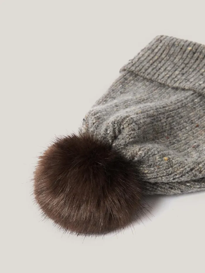 Jigsaw Donegal Pom Hat Grey Women Hats and Gloves