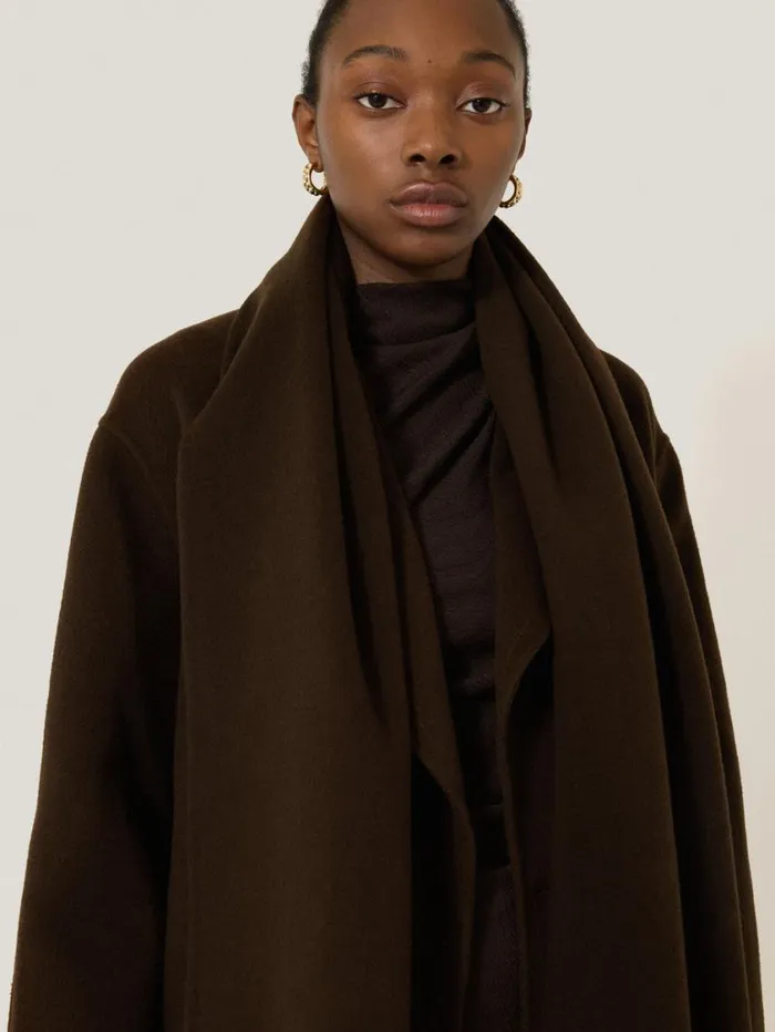 Jigsaw Double Faced Woven Scarf Chocolate Women Knitwear and Cashmere