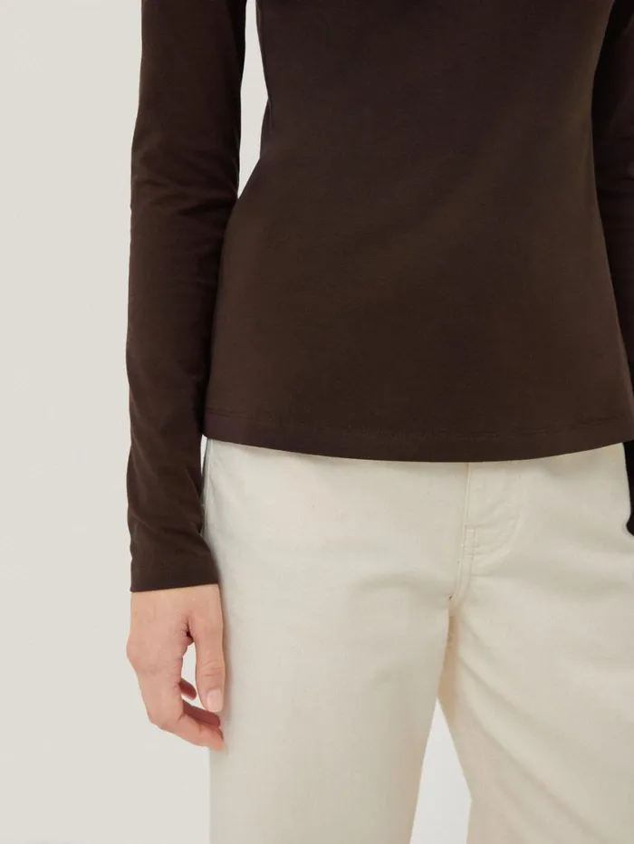 Jigsaw Double Front Ballet Neck Top Brown Women Pyjamas and Loungewear