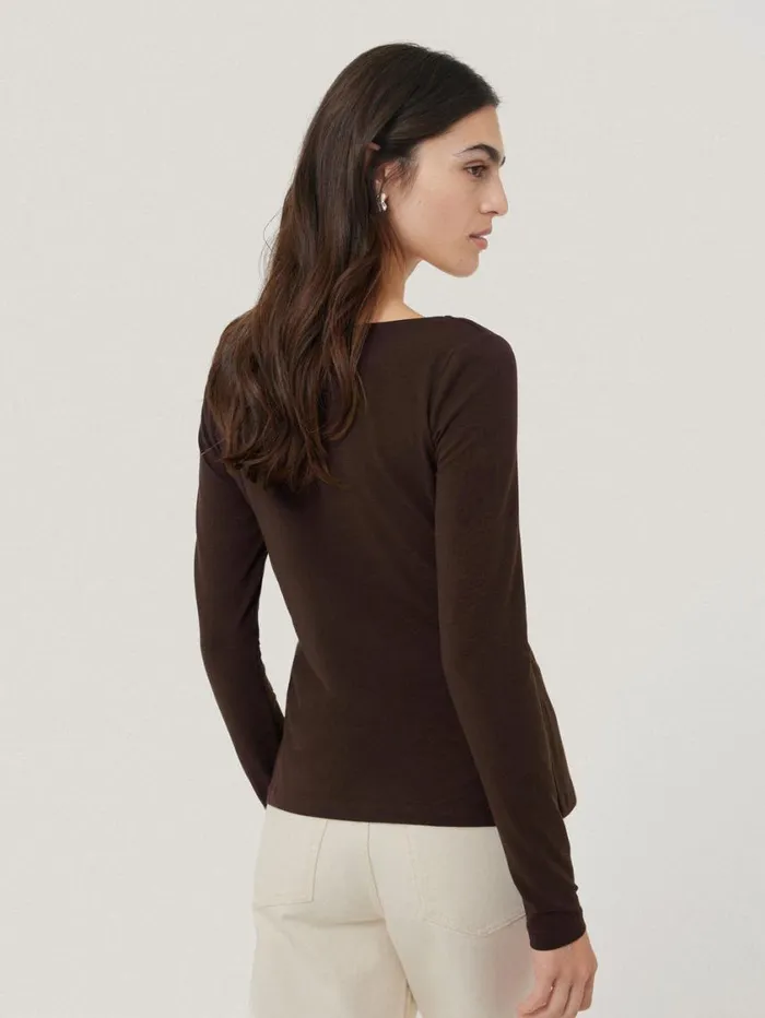 Jigsaw Double Front Ballet Neck Top Brown Women Pyjamas and Loungewear