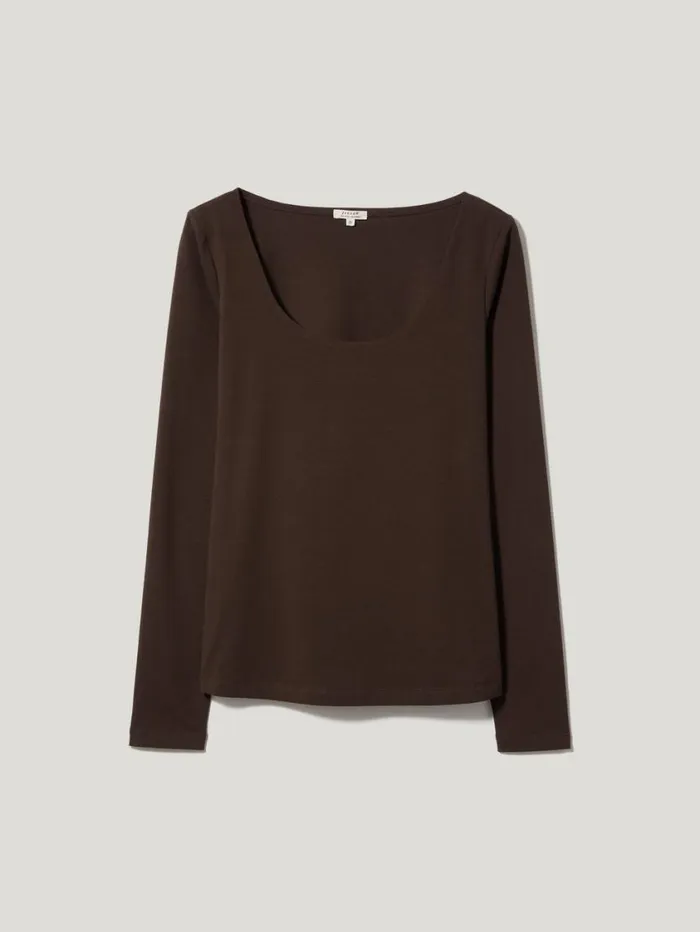 Jigsaw Double Front Ballet Neck Top Brown Women Pyjamas and Loungewear