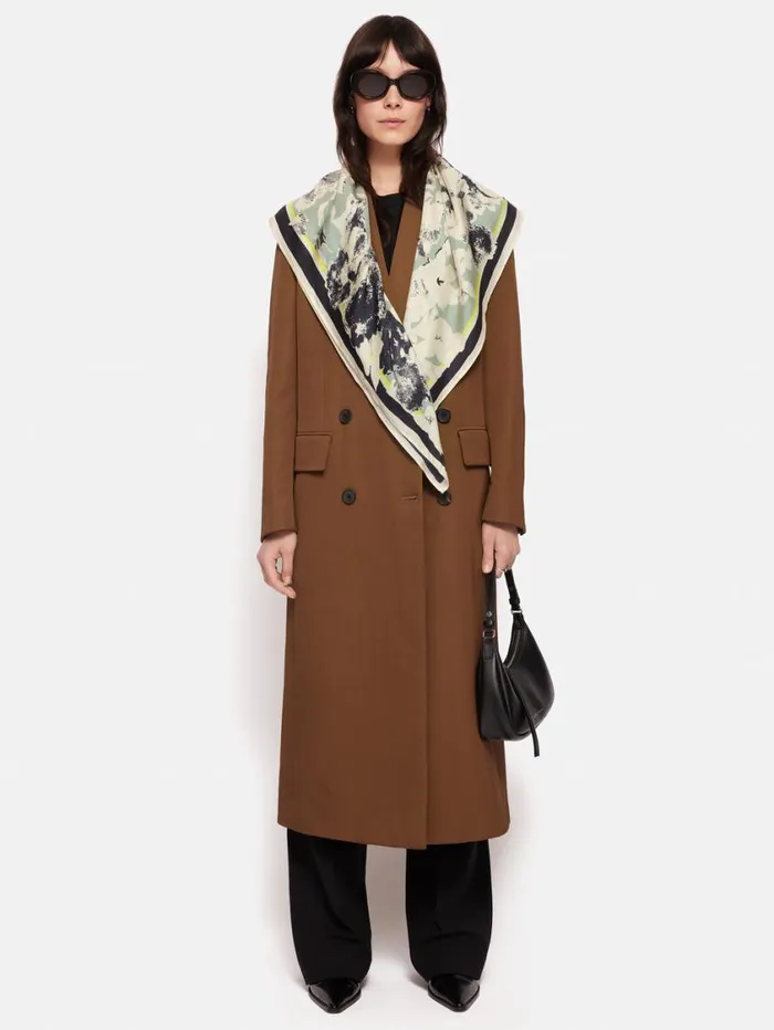 Jigsaw Floral Echo Silk Twill Scarf Grey Women Ponchos and Scarves