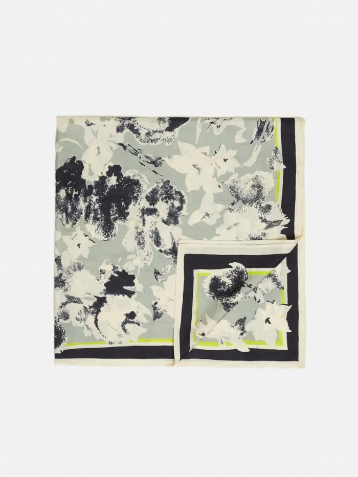 Jigsaw Floral Echo Silk Twill Scarf Grey Women Ponchos and Scarves