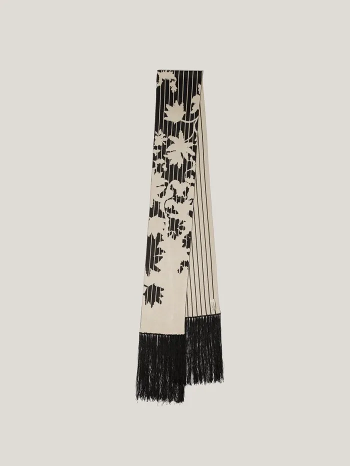 Jigsaw Floral Pinstripe Fringed Scarf Monochrome Women Coords
