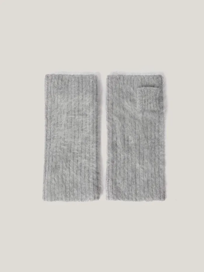 Jigsaw Halo Cashmere Mittens Grey Women Hats and Gloves