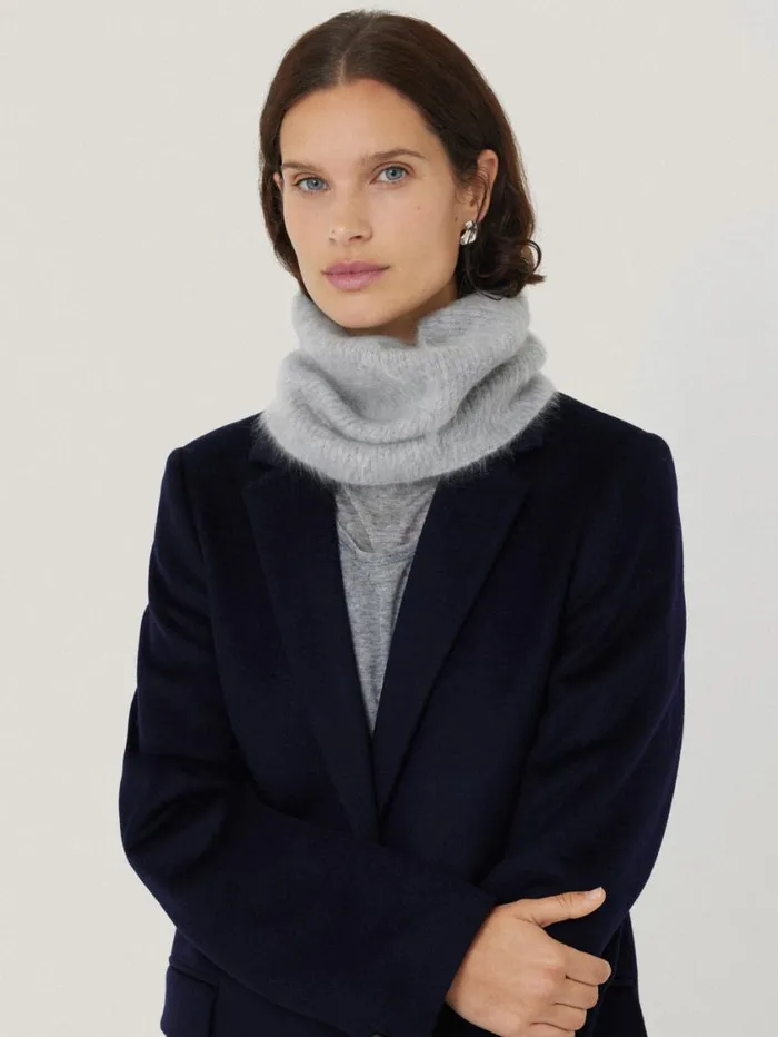 Jigsaw Halo Cashmere Snood Grey Women Ponchos and Scarves