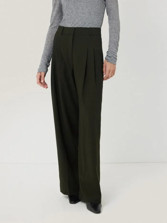 Jigsaw Kemp Fluid Twill Trouser Green Women Suits and Tailoring