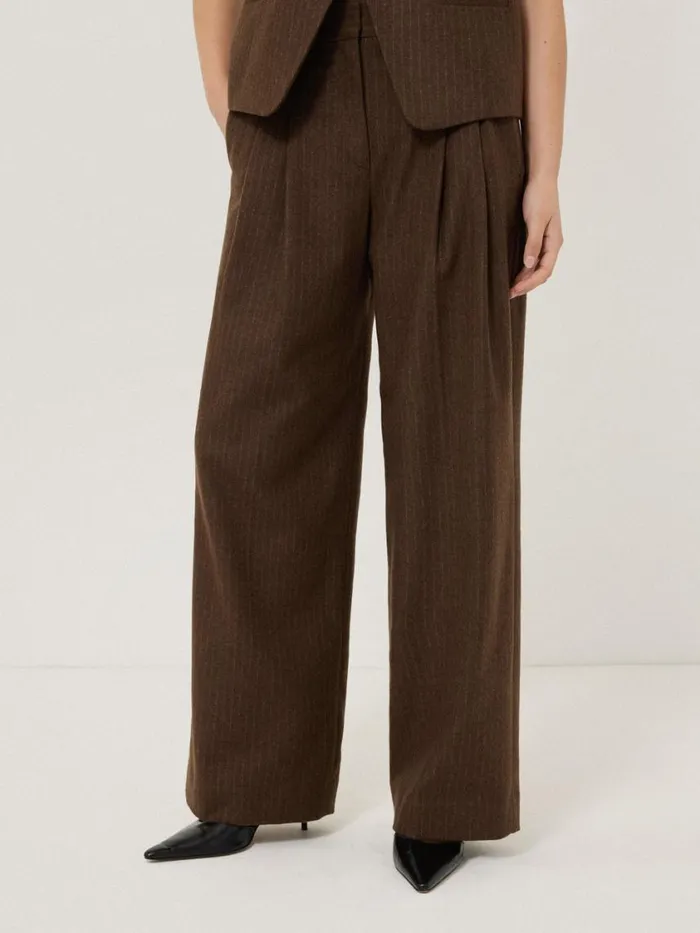 Jigsaw Kemp Wool Pinstripe Trouser Brown Women Coords