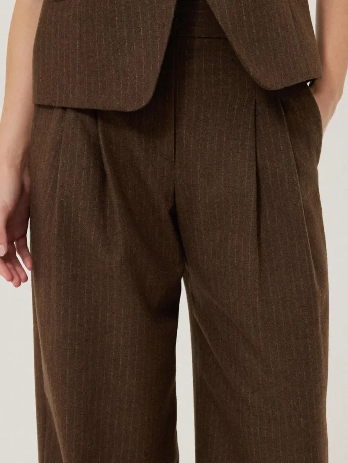 Jigsaw Kemp Wool Pinstripe Trouser Brown Women Coords