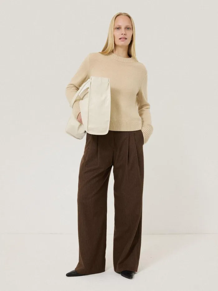 Jigsaw Kemp Wool Pinstripe Trouser Brown Women Coords