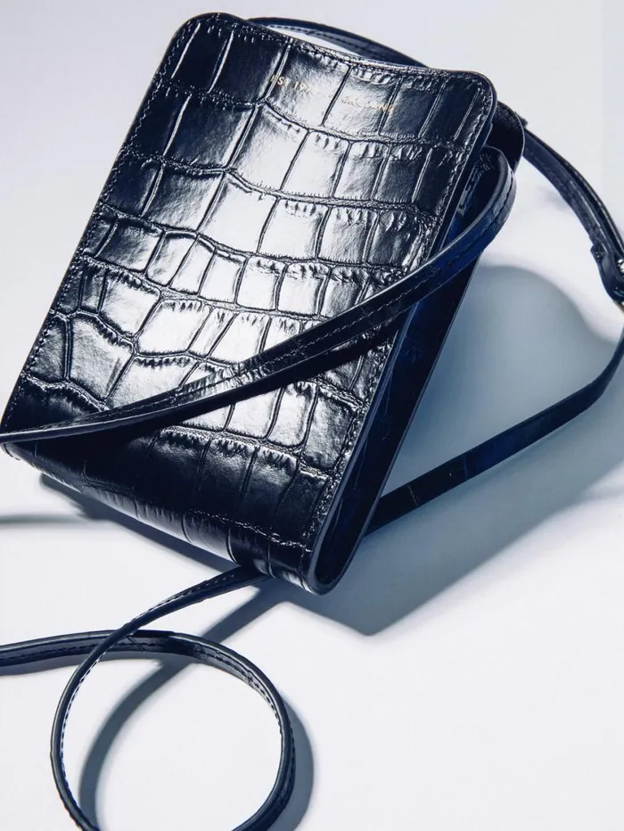 Jigsaw Leather Crossbody Phone Bag Black Women Bags