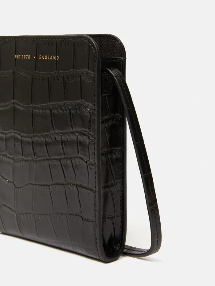 Jigsaw Leather Crossbody Phone Bag Black Women Bags