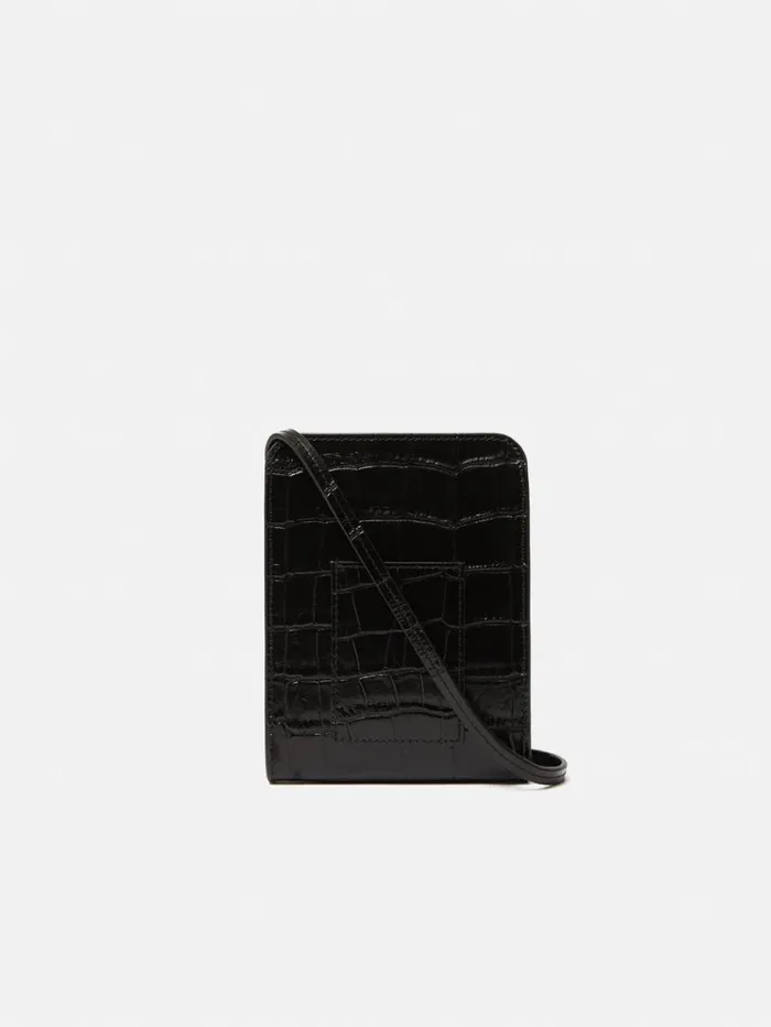 Jigsaw Leather Crossbody Phone Bag Black Women Bags
