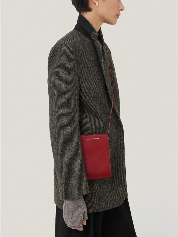 Jigsaw Leather Crossbody Phone Bag Red Women Wallets and Card Holders