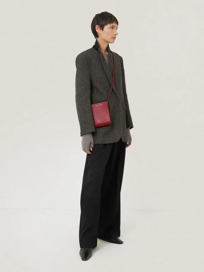 Jigsaw Leather Crossbody Phone Bag Red Women Wallets and Card Holders