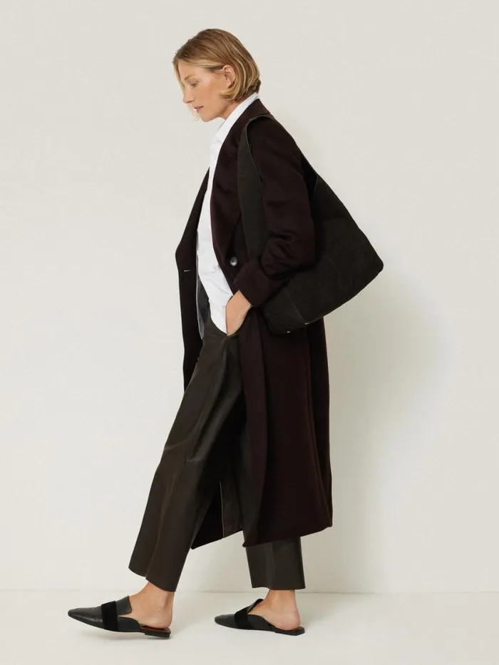 Jigsaw Leather Flat Front Trouser Dark Olive Women Leather