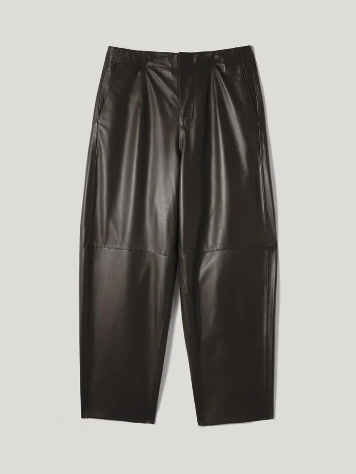 Jigsaw Leather Flat Front Trouser Dark Olive Women Leather