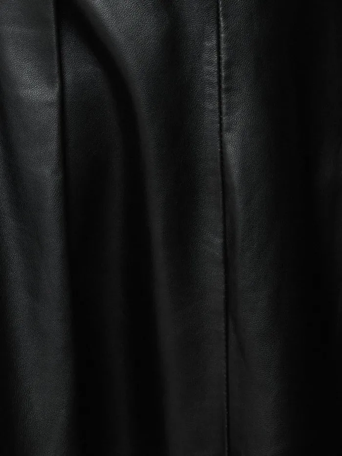 Jigsaw Leather Pleat Midi Skirt Black Women Skirts