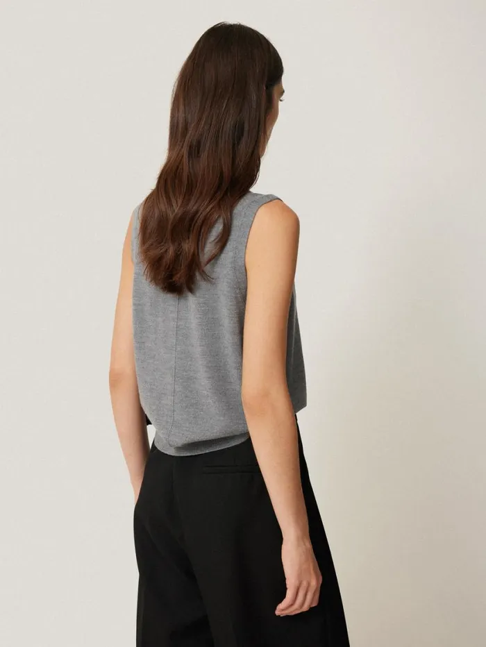 Jigsaw Lightweight Merino Waistcoat Grey Women Shirts and Tops