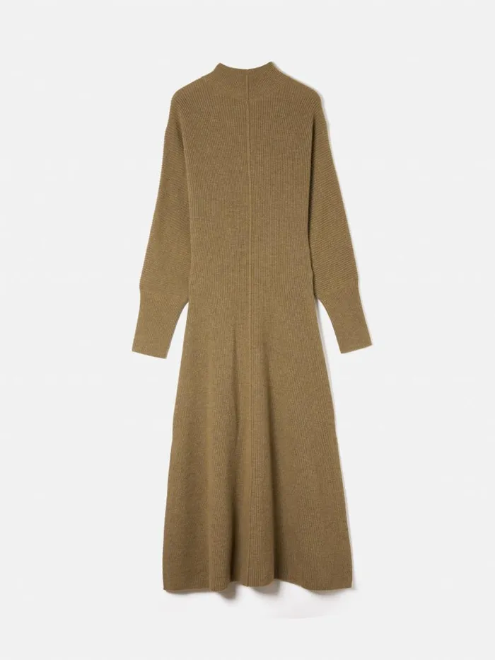 Jigsaw Merino Blend Batwing Dress Khaki Women Dresses and Jumpsuits