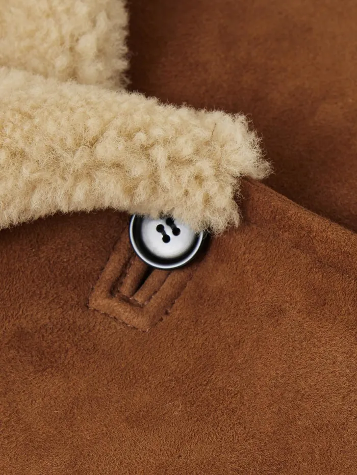 Jigsaw Merino Shearling Leather Coat Ginger Women Coats and Jackets