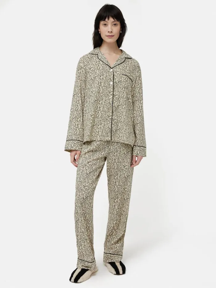 Jigsaw Mini Hydra Coral Pyjama Cream Women Pyjamas and Loungewear