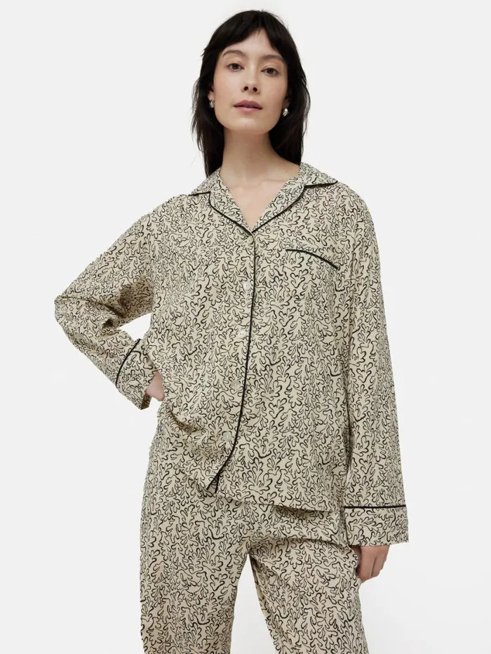 Jigsaw Mini Hydra Coral Pyjama Cream Women Pyjamas and Loungewear