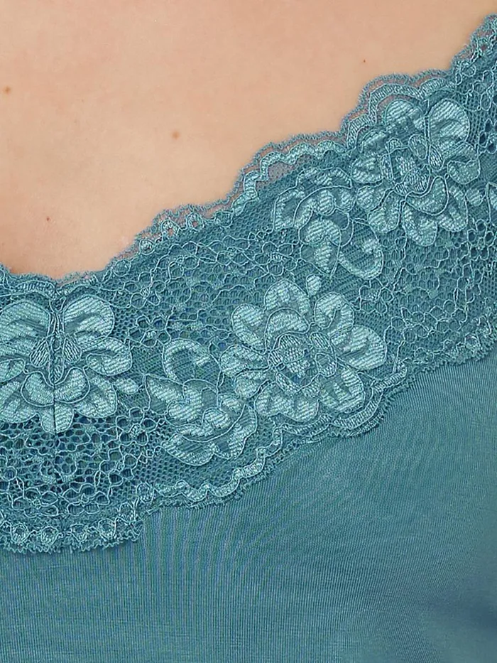 Jigsaw Modal Lace Vest Deep Water Women Shirts and Tops
