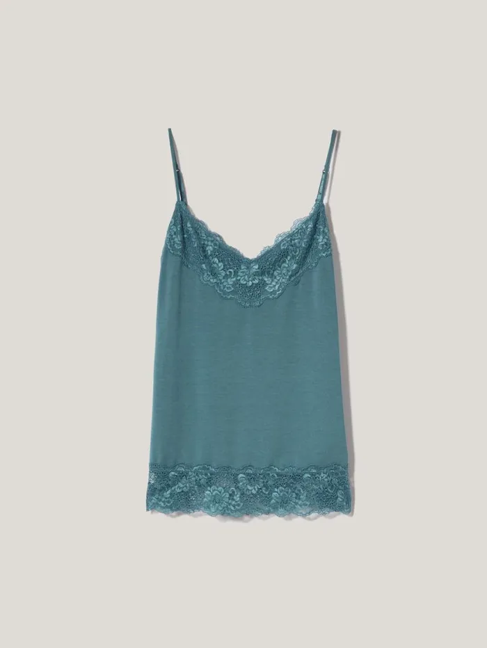 Jigsaw Modal Lace Vest Deep Water Women Shirts and Tops