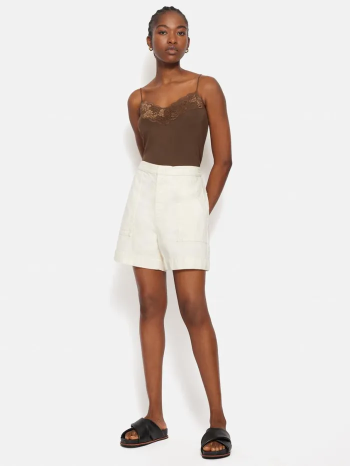 Jigsaw Modal Lace Vest Ganache Women Pyjamas and Loungewear
