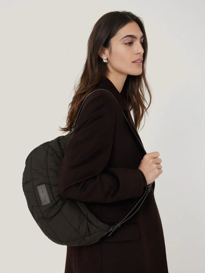 Jigsaw Nylon Drawstring Crossbody Chocolate Women Bags