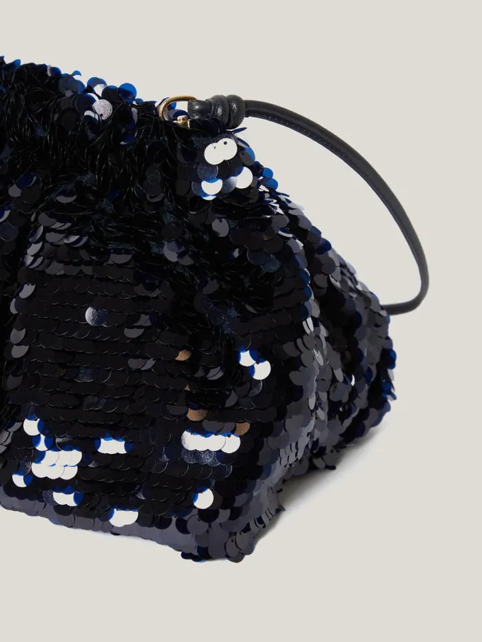 Jigsaw Oversized Sequin Clutch Navy Women Bags