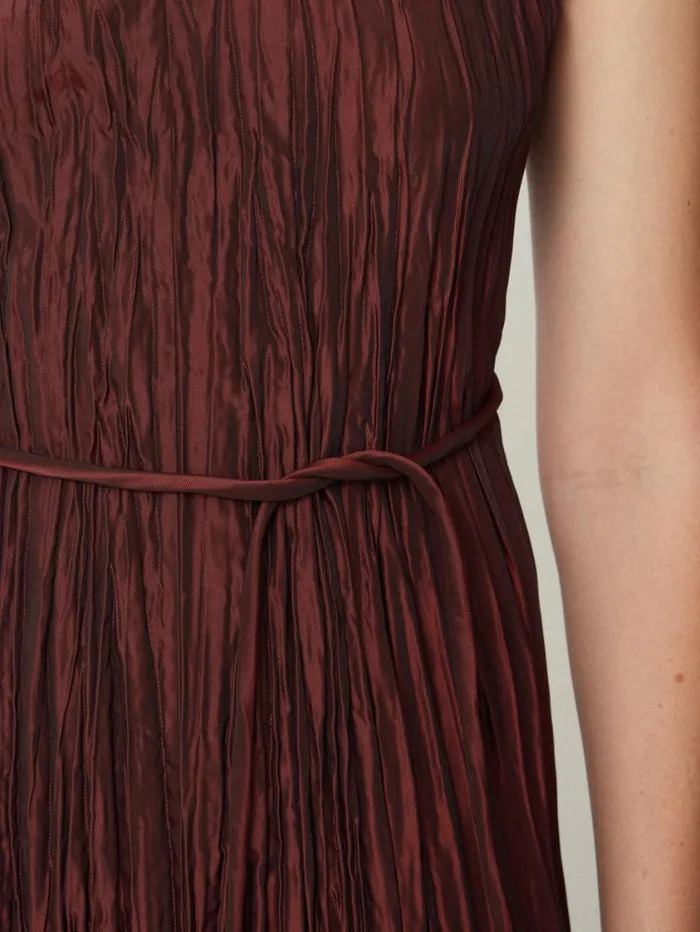 Jigsaw Plisse Belted Dress Red Women Dresses and Jumpsuits