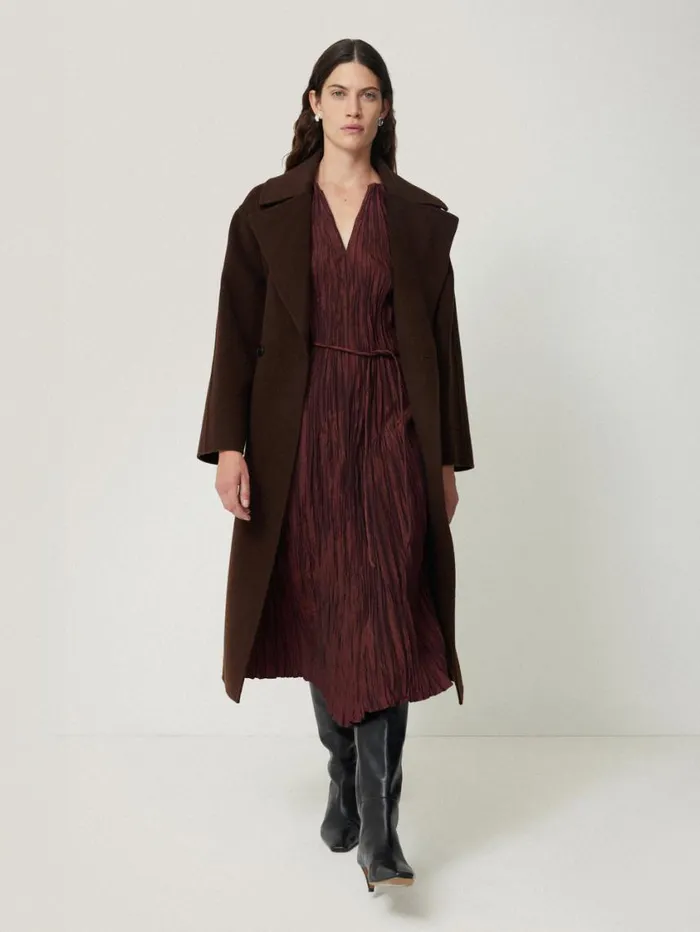 Jigsaw Plisse Belted Dress Red Women Dresses and Jumpsuits