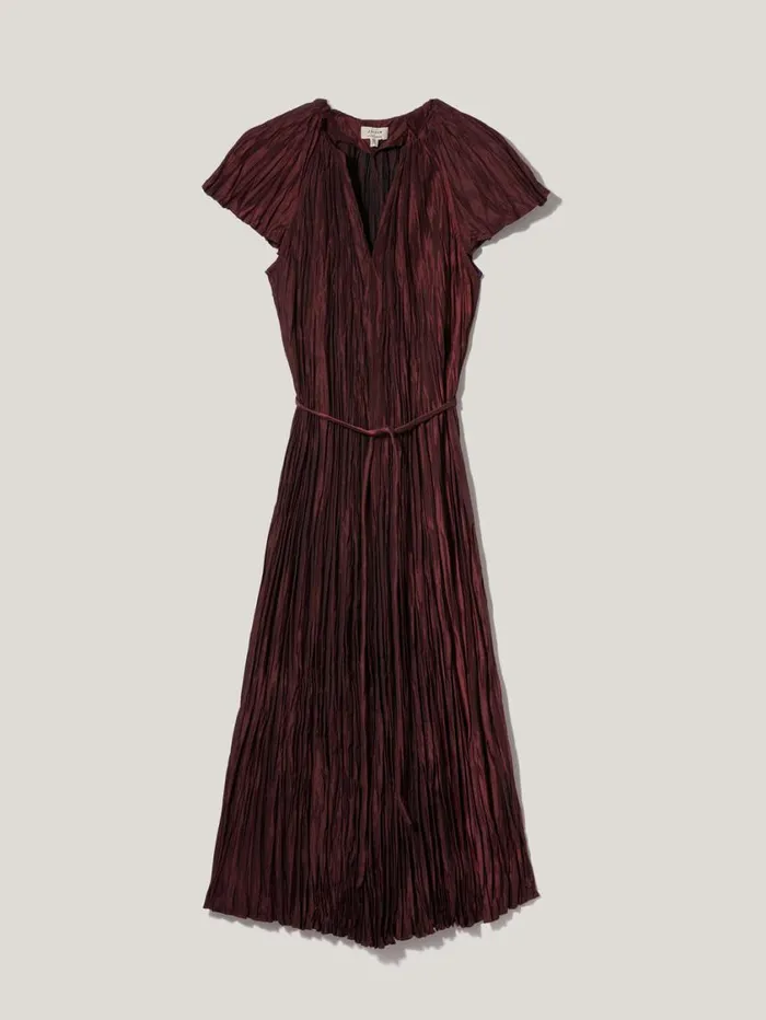 Jigsaw Plisse Belted Dress Red Women Dresses and Jumpsuits