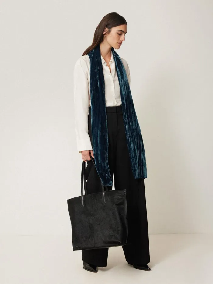 Jigsaw Plisse Velvet Scarf Teal Women Party
