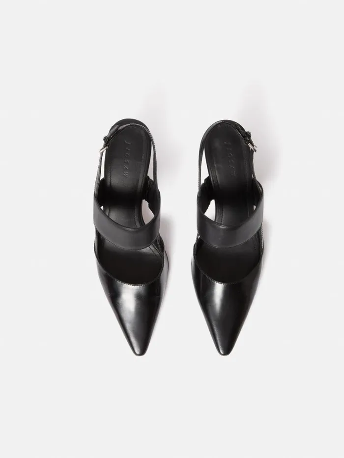 Jigsaw Russo Kitten Heel Black Women Leather
