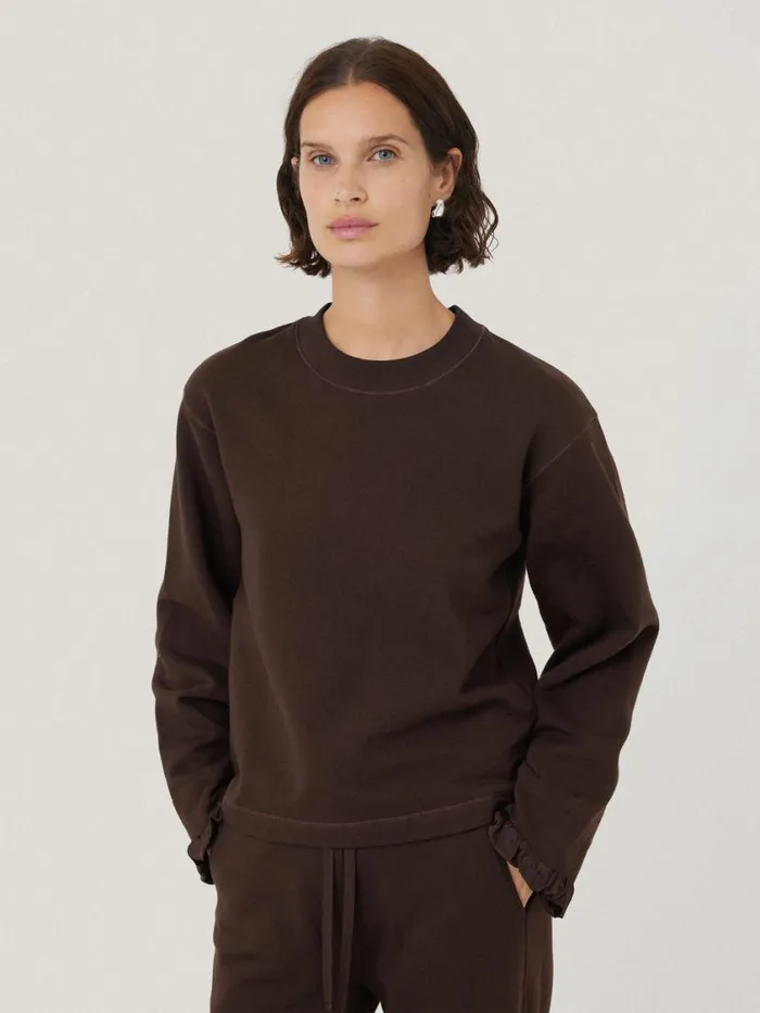 Jigsaw Satin Cuff Jersey Sweatshirt Chocolate Women Coords
