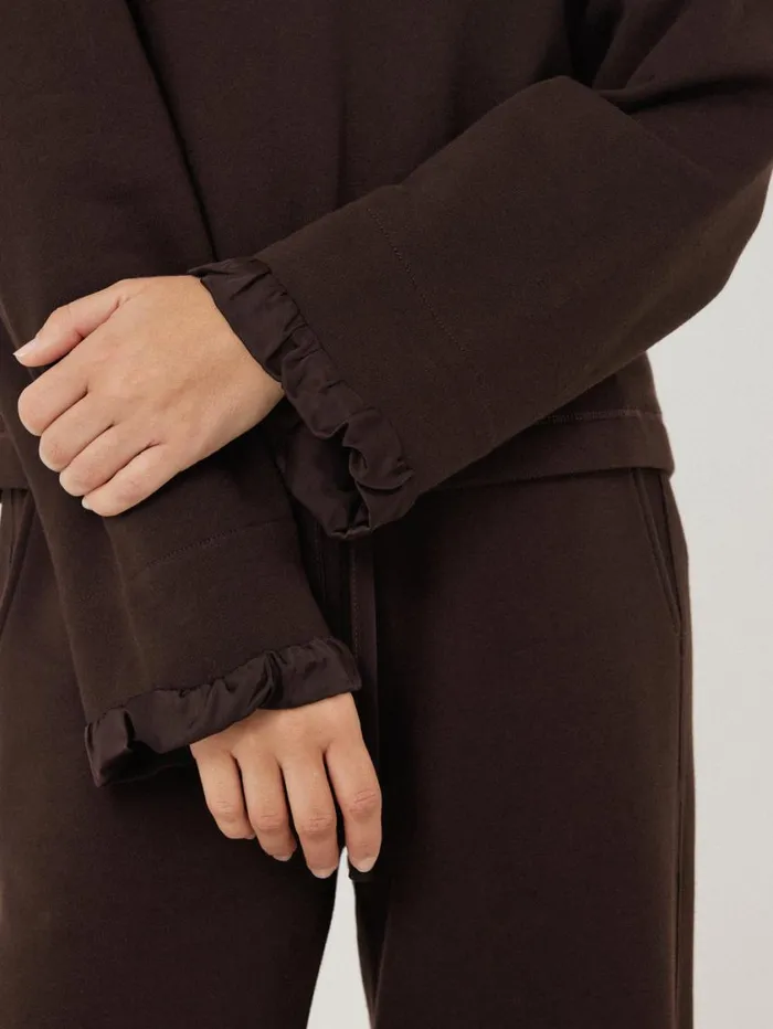 Jigsaw Satin Cuff Jersey Sweatshirt Chocolate Women Coords