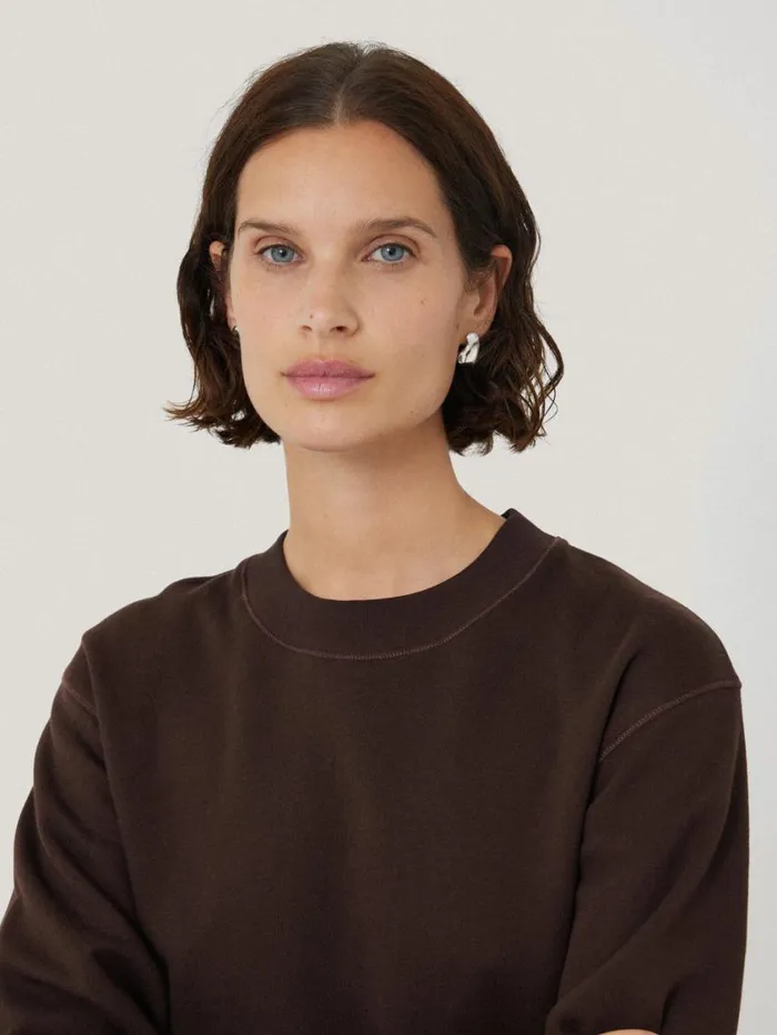 Jigsaw Satin Cuff Jersey Sweatshirt Chocolate Women Coords