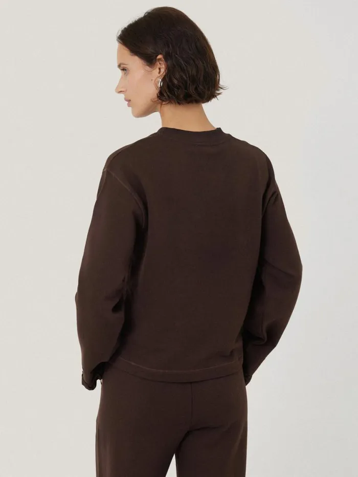 Jigsaw Satin Cuff Jersey Sweatshirt Chocolate Women Coords