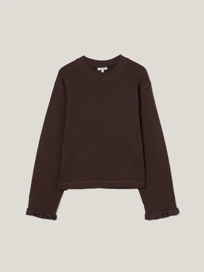 Jigsaw Satin Cuff Jersey Sweatshirt Chocolate Women Coords